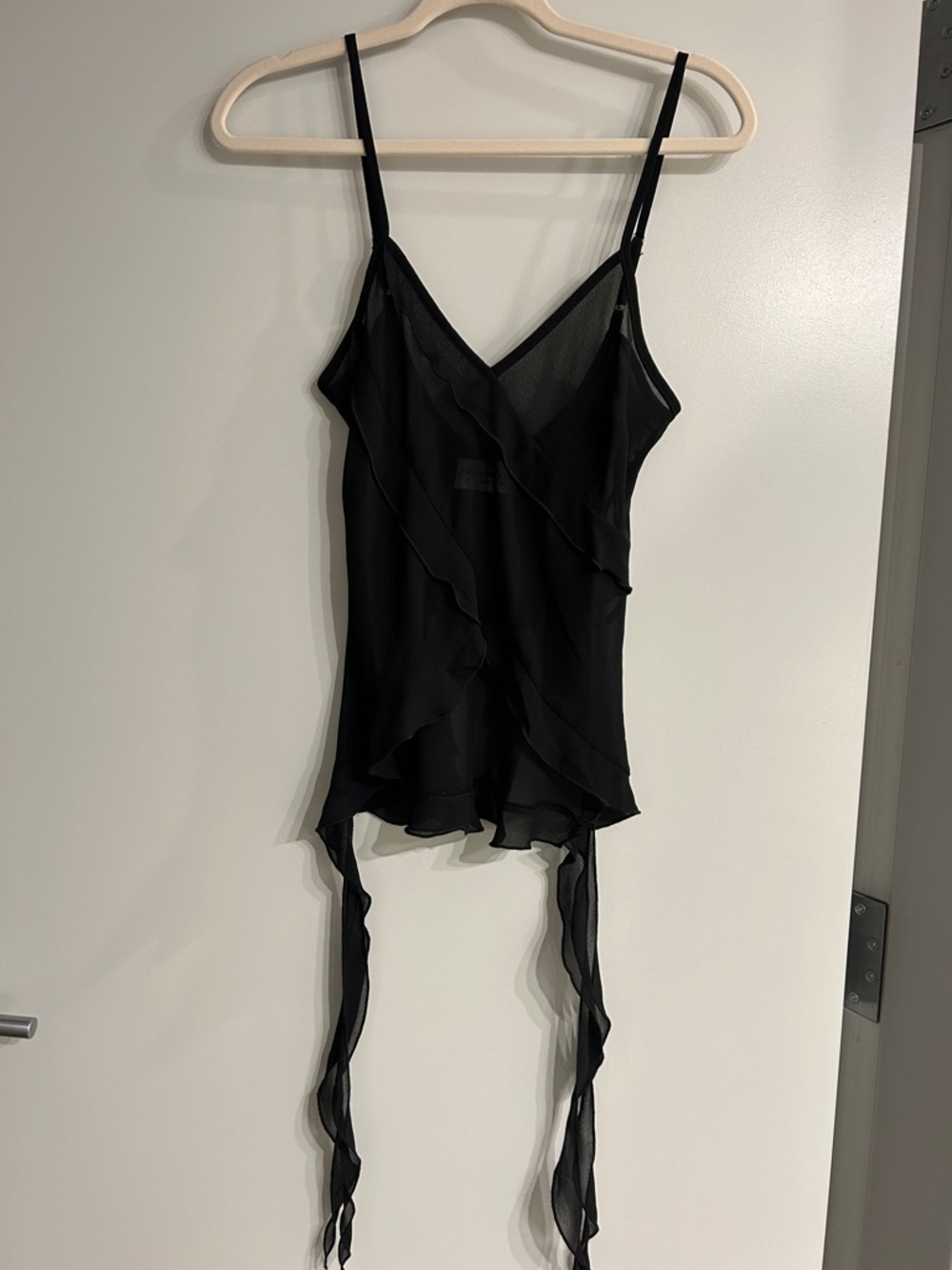 Hello Molly Black Ruffle Detail Chiffon Cami